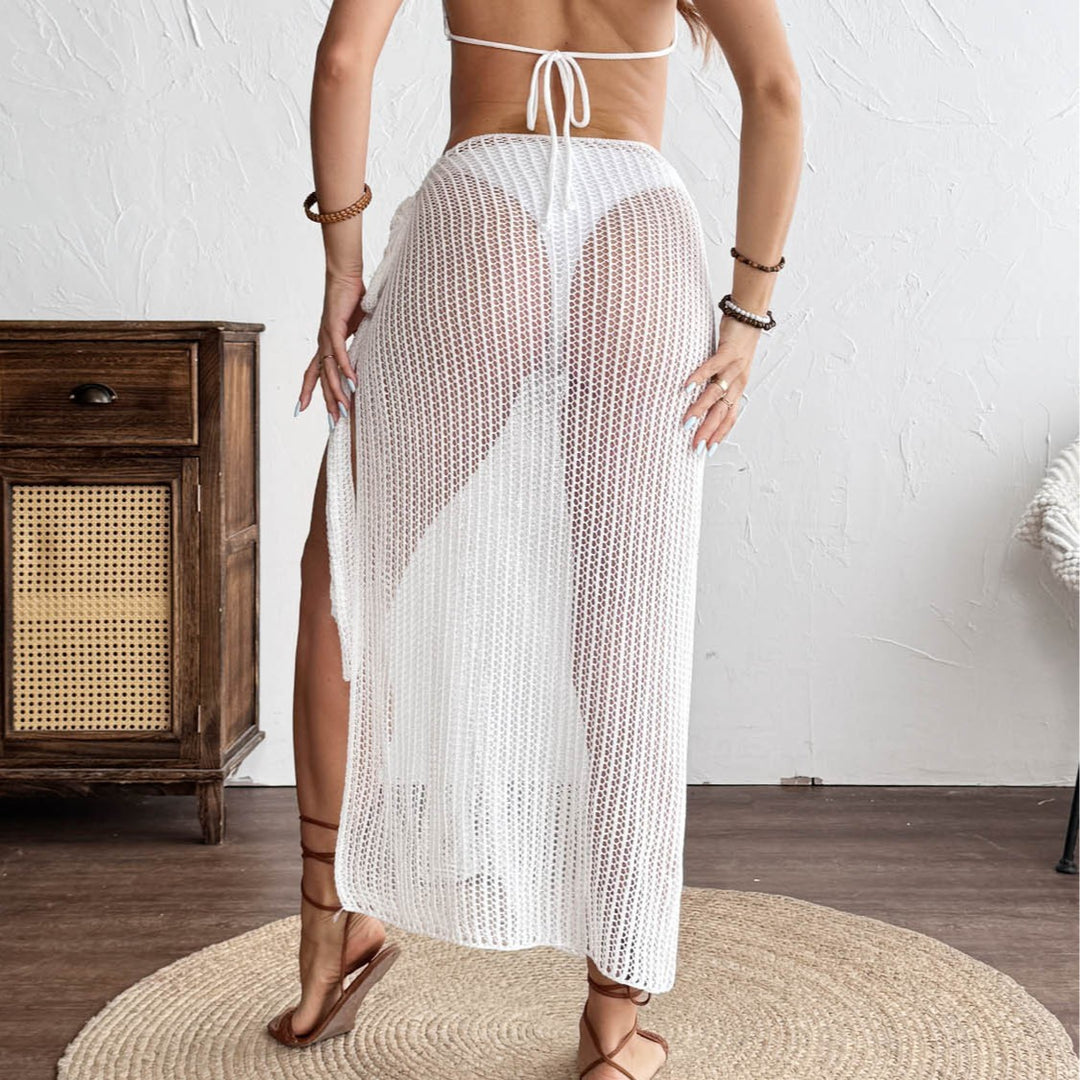 Women crocheted beach top with floral cut Mune Fashion