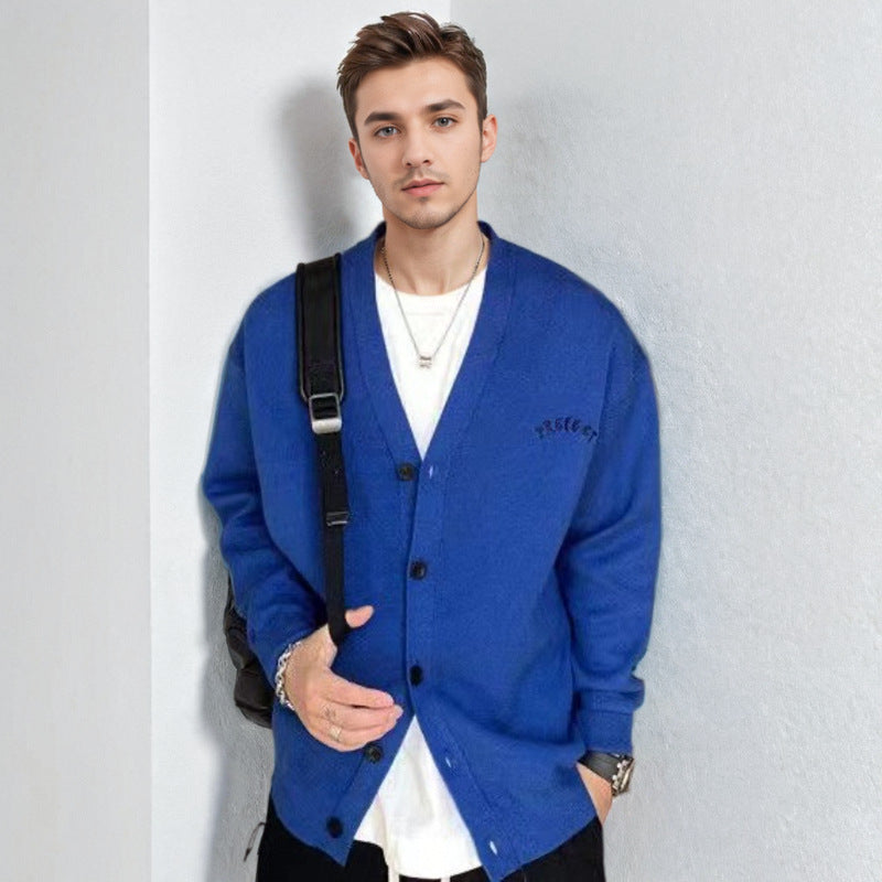 Men's oversized knitted sweater with large jacquard face design and ribbed hem Mune Fashion