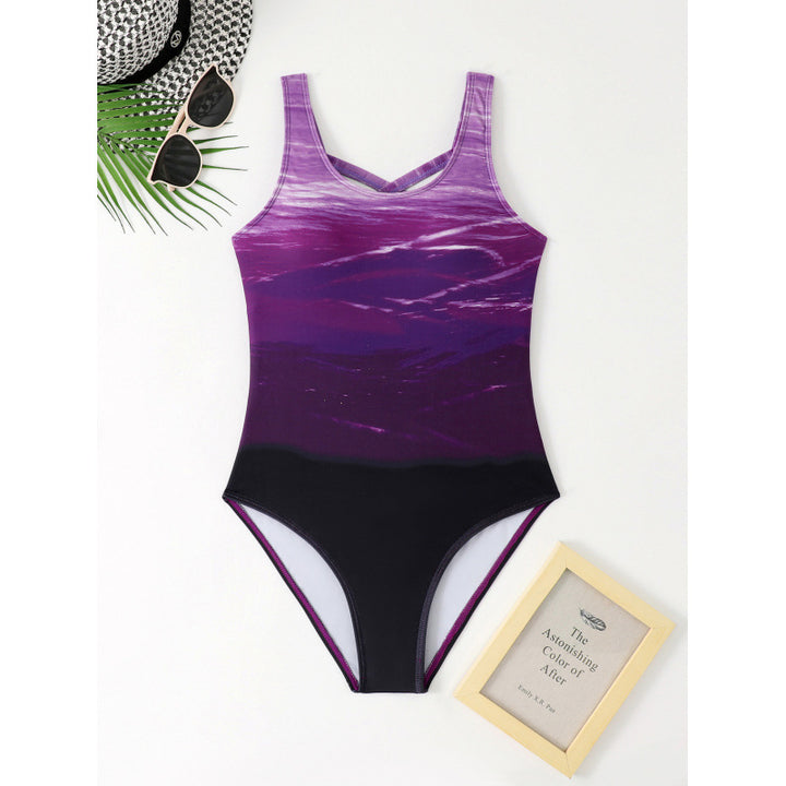 Ladies sporty swimsuit with elegant gradient Mune Fashion