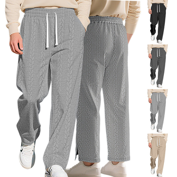 Men's loosely falling knit joggers with cable pattern and drawstring Mune Fashion