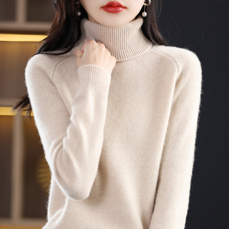 Women's Soft High Collar Sweater made of fluffy Wool Mix with Raglan Sleeves Mune Fashion