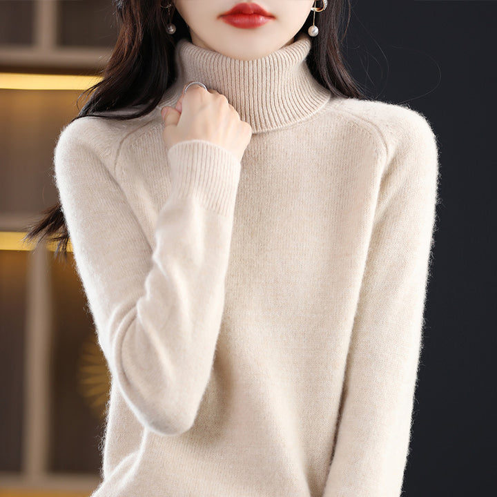Women's Soft High Collar Sweater made of fluffy Wool Mix with Raglan Sleeves Mune Fashion