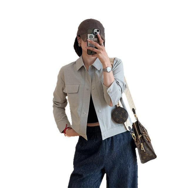 Ladies Short Overshirt Jacket made of lightweight cotton blend with chest pockets Mune Fashion