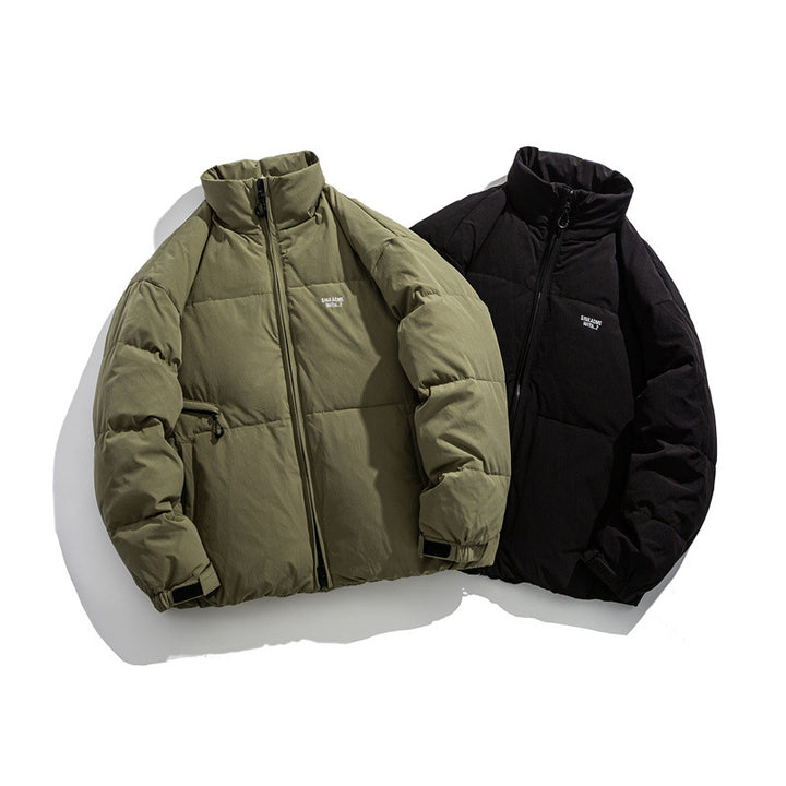 Men's Padded Short Thermal Jacket with High Stand-Up Collar and Adjustable Velcro Cuffs Mune Fashion