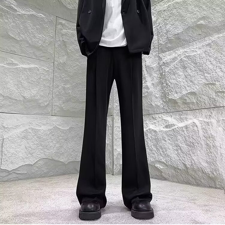 Men's Wide-Fit Suit Trousers with Crease, High Waist and Clean Front Closure Mune Fashion