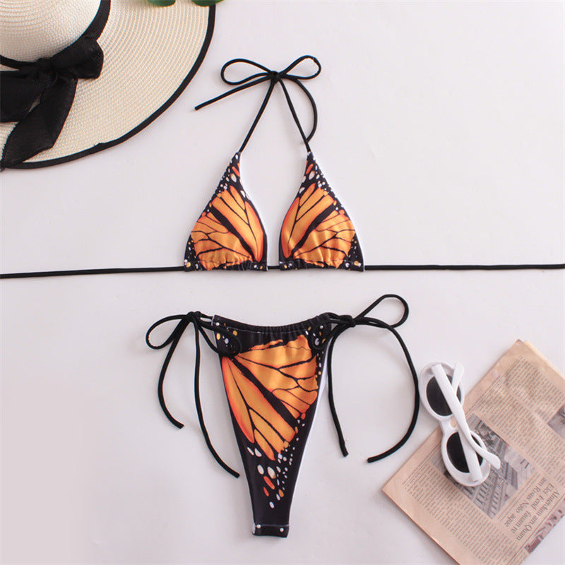 Women's Triangle Bikini with Butterfly Design and Adjustable Straps Mune Fashion