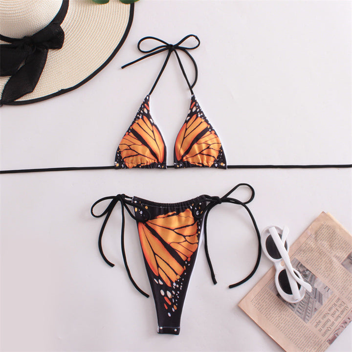 Women's Triangle Bikini with Butterfly Design and Adjustable Straps Mune Fashion