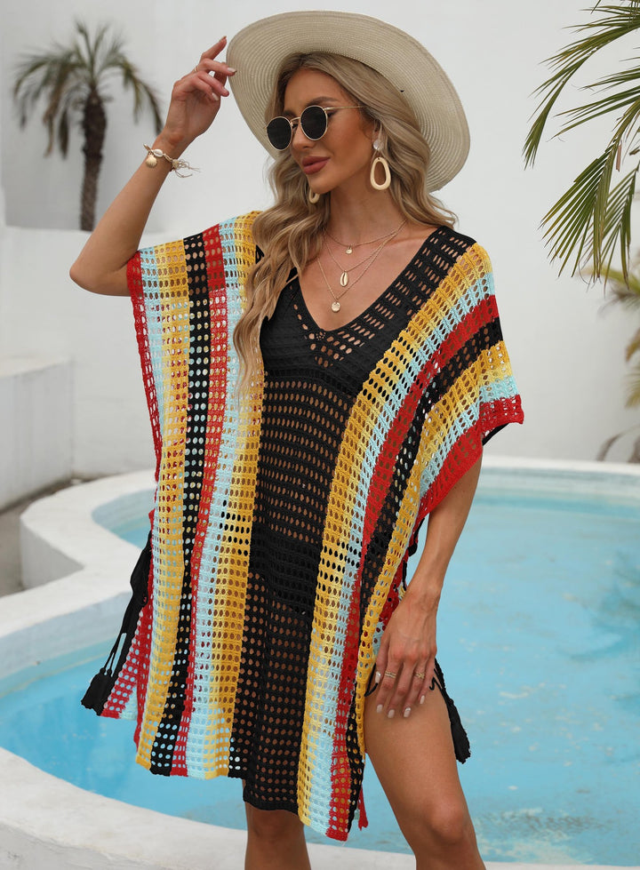 Women’s casual crochet beach cover-up with colorful pattern Mune Fashion