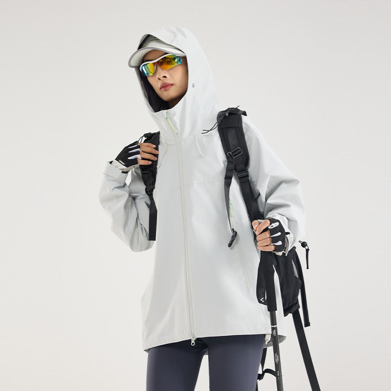 Women's Lightweight Technical Rain Jacket in Oversized Utility Cut with Adjustable Hood Mune Fashion