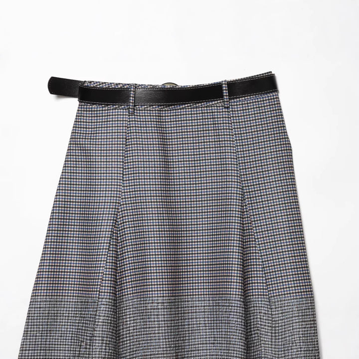 Women A-line midi skirt with high waist and belt Mune Fashion