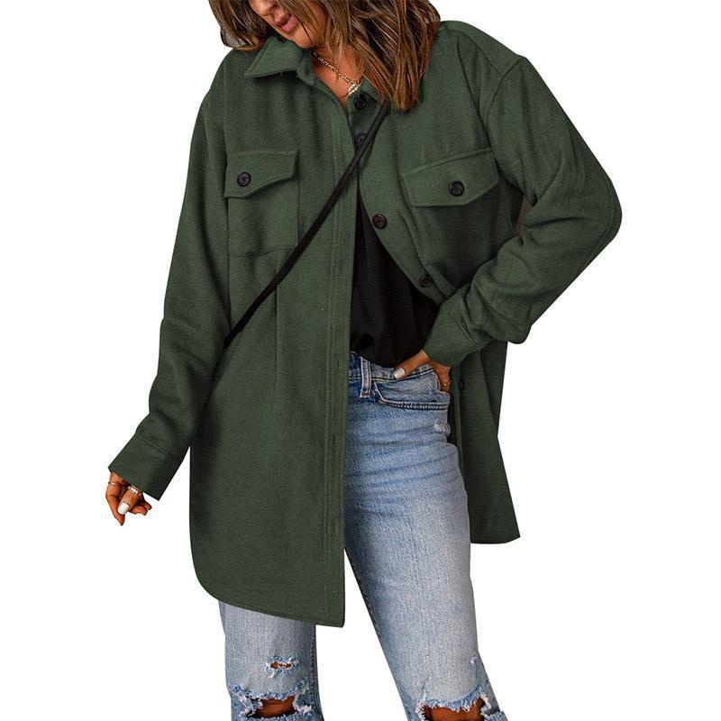 Ladies Oversize Shirt Jacket with Breast Flaps and Long Cut Mune Fashion