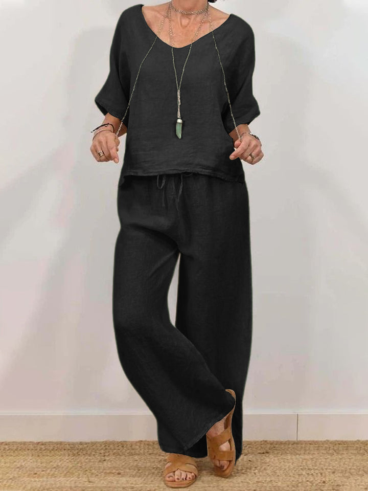 Women’s linen suit with a casual cut and wide leg Mune Fashion
