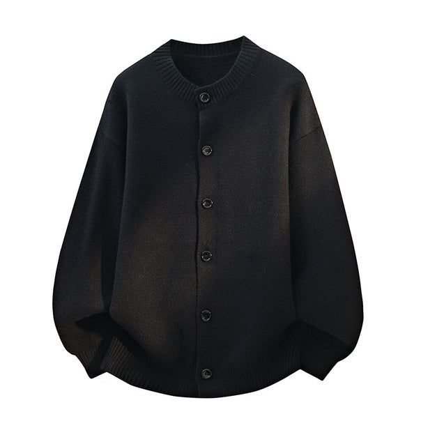 Unisex Oversize Knit Cardigan with Round Neck, Balloon Sleeves & Full Button Placket Mune Fashion