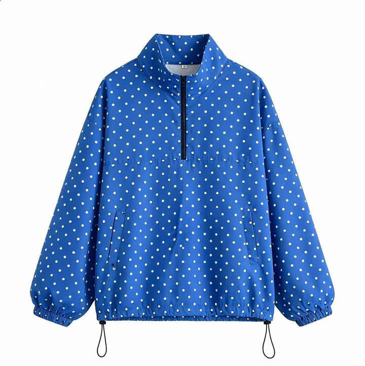 Women's lightweight dotted anorak with half zipper and drawstring Mune Fashion
