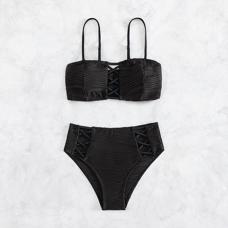 Women High-Cut Wrap Bikini with Ruching Mune Fashion