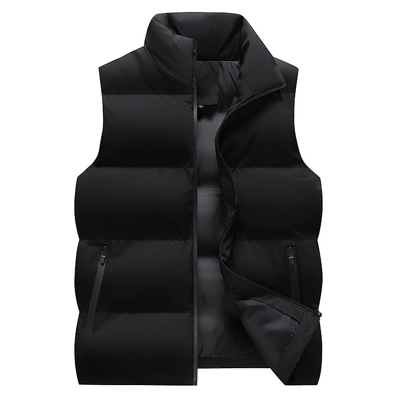 Men's Minimalist Outdoor Padded Vest with Wide Block Quilting, Insulated Padding, and Concealed Zipper Pockets Mune Fashion