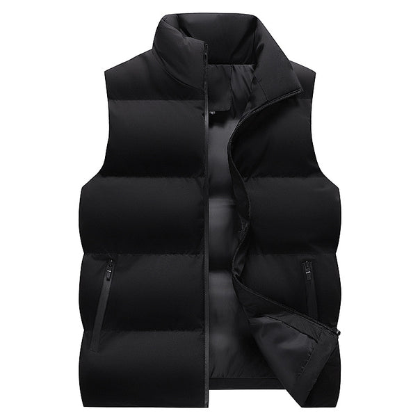 Men's Minimalist Outdoor Padded Vest with Wide Block Quilting, Insulated Padding, and Concealed Zipper Pockets Mune Fashion