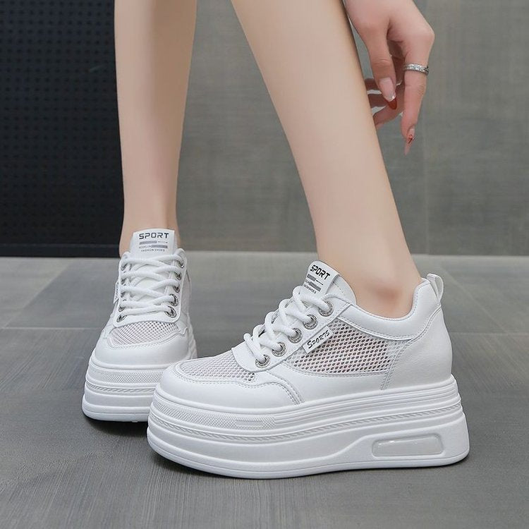 Women's Sporty Platform Sneakers with Breathable Mesh Upper and Shock-Absorbing Sole Mune Fashion