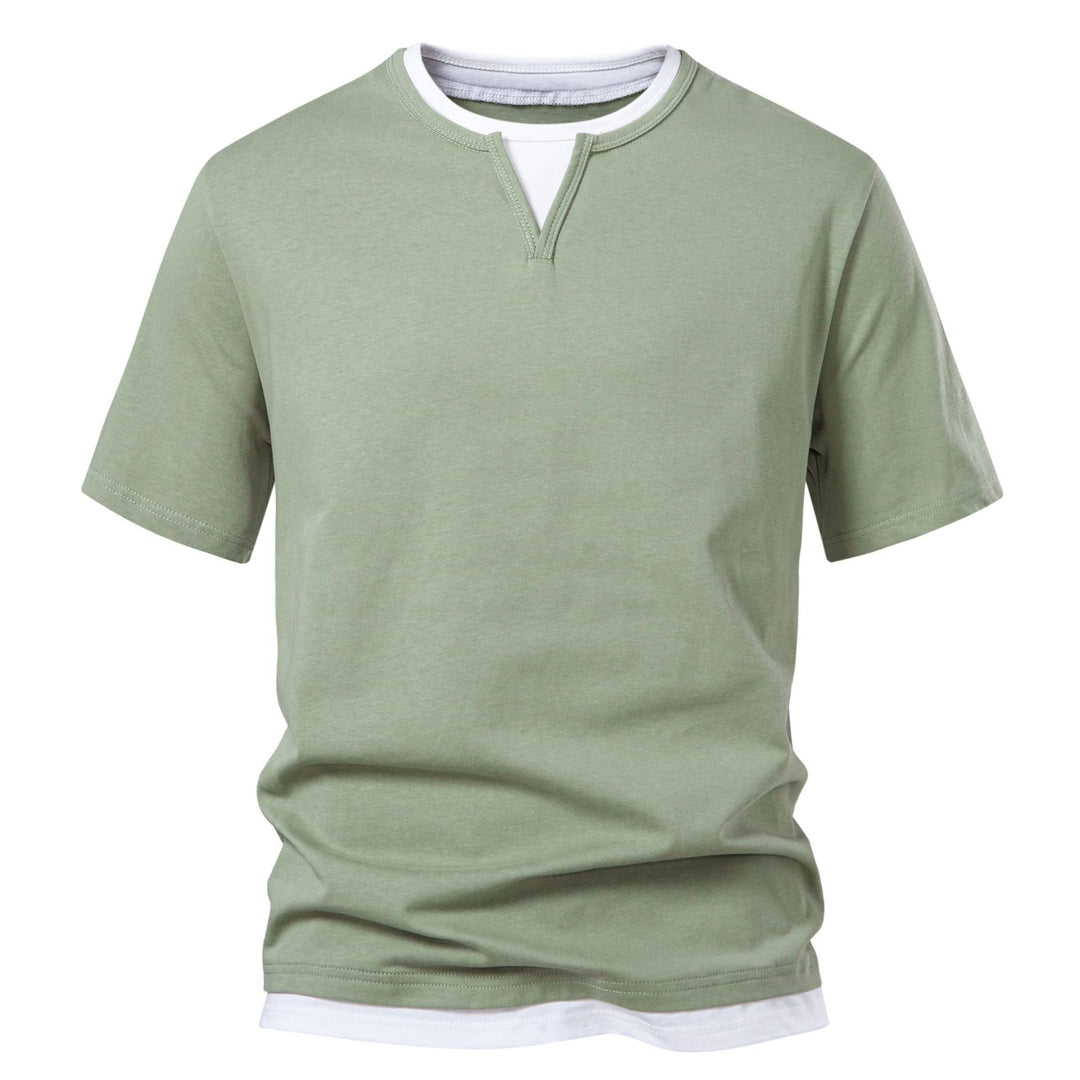Men's long sleeve shirt with layered look and distinctive slit collar Mune Fashion