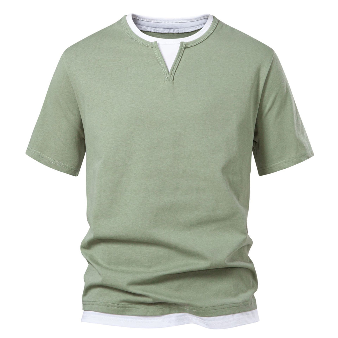 Men's long sleeve shirt with layered look and distinctive slit collar Mune Fashion
