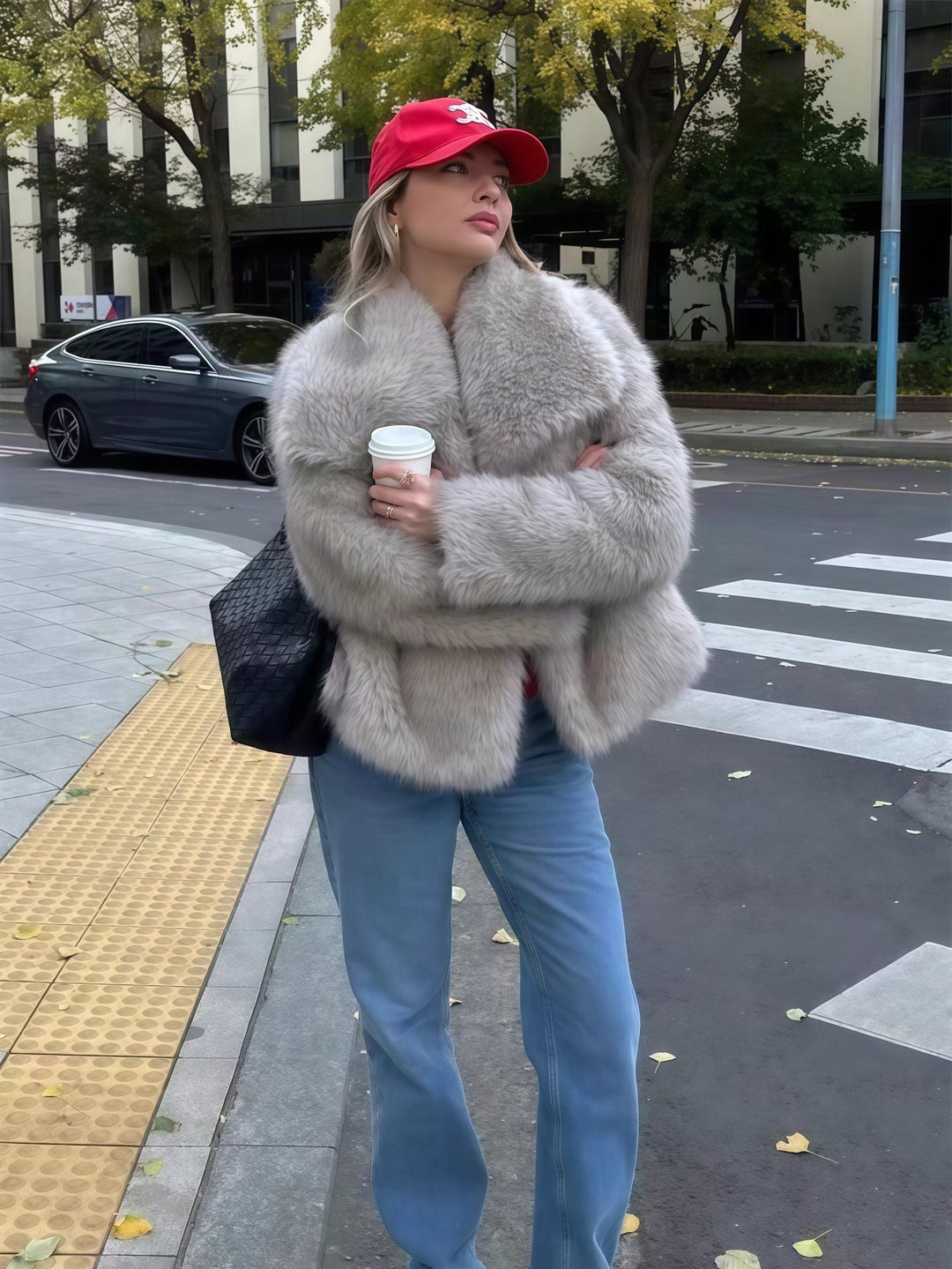 Mune | Women's Faux Fur Jacket with Luxurious Cut and Wide Collar