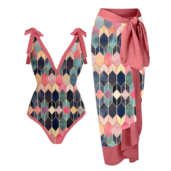 Women's Swimwear Set with Stylish Wrap Skirt Mune Fashion