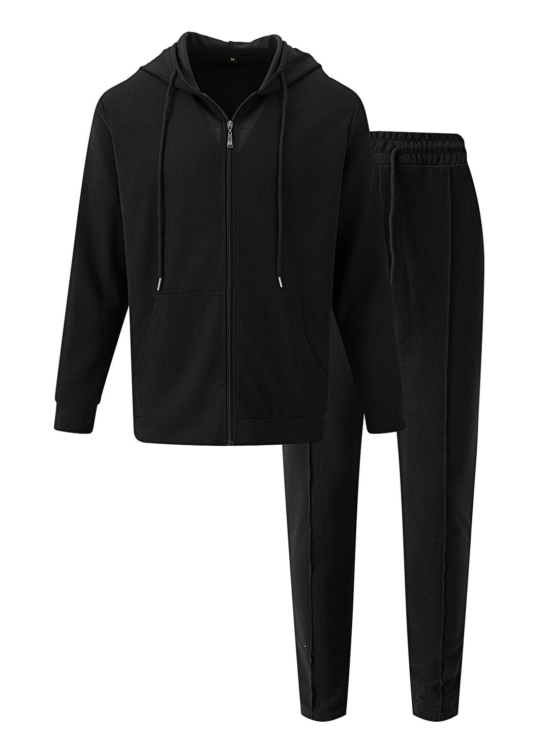 Men's waffle texture tracksuit with hooded zip jacket and tapered jogging pants Mune Fashion