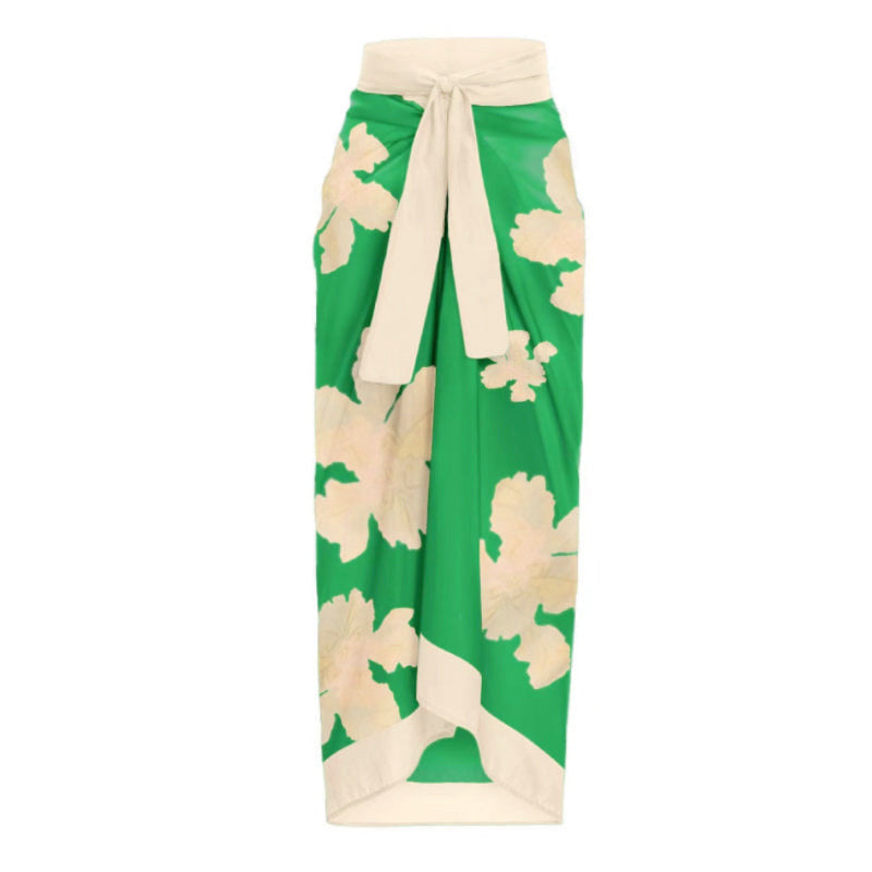 Women's swimsuit with voluminous wing sleeves and matching wrap skirt Mune Fashion