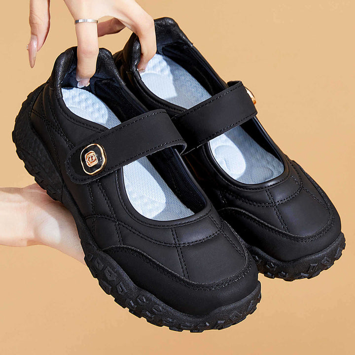 Women's sporty Mary-Jane casual shoe with adjustable hook and loop, padded ankle collar, and profiled outdoor running sole system Mune Fashion