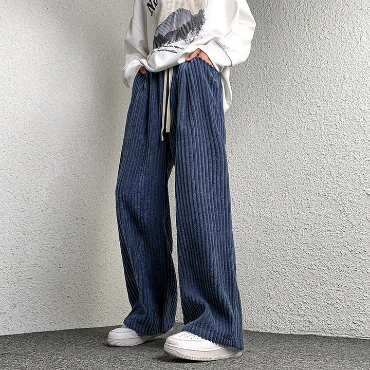 Women's Extra Wide Cord Pants with Drawstring, Ribbed Structure and Wide Leg Mune Fashion