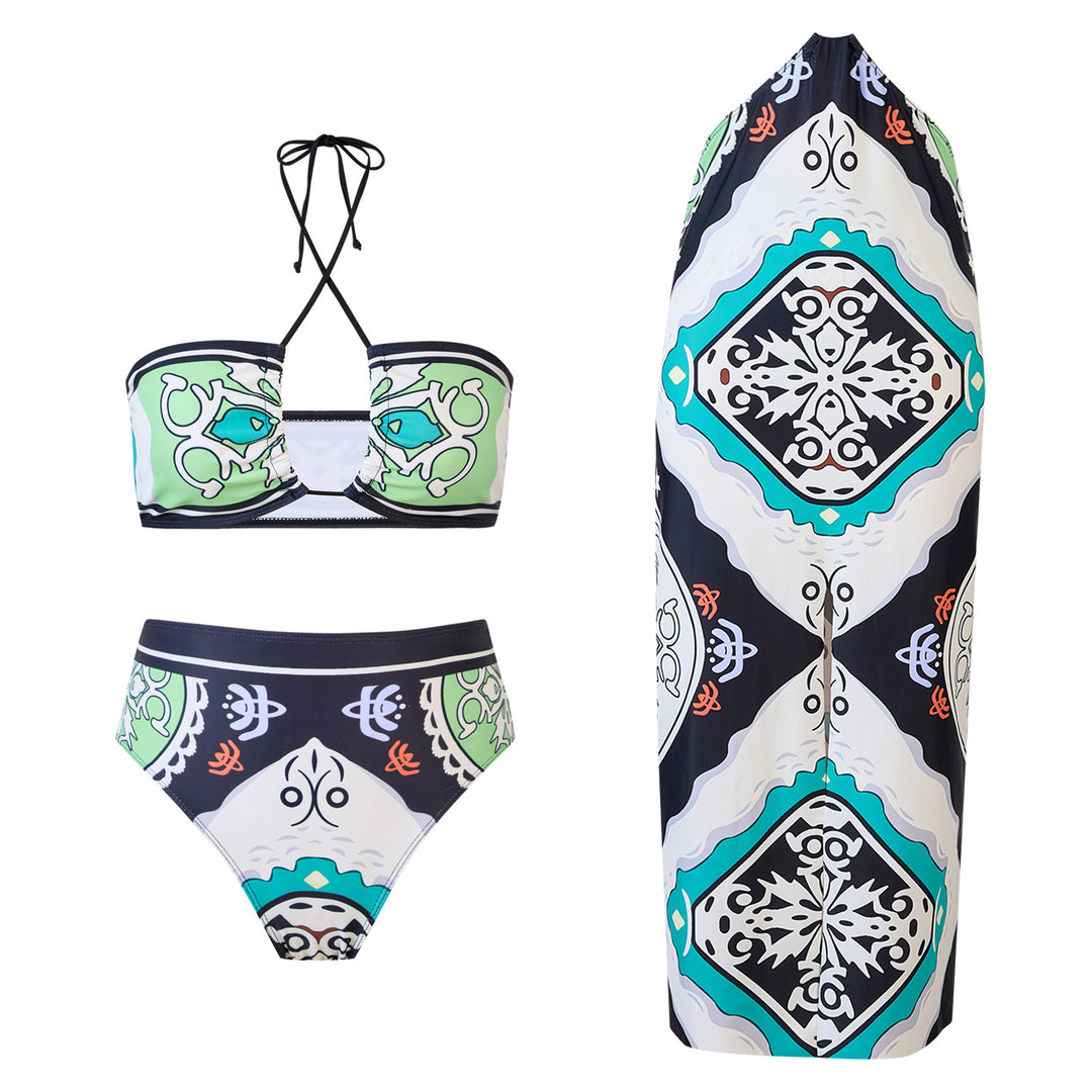 Women's bikini set with bandeau top and matching pareo Mune Fashion