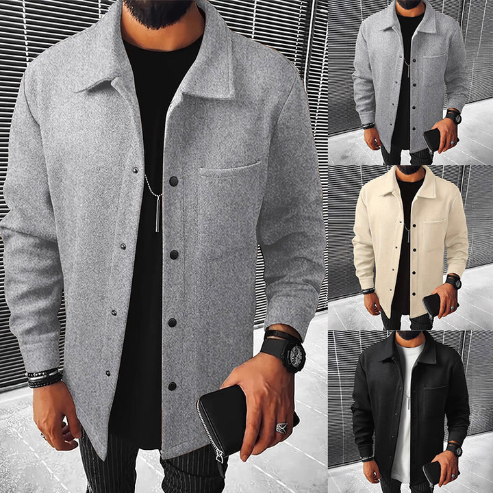 Men's nan minimalist shirt jacket made of soft fleece with concealed snap button placket and patch chest pocket Mune Fashion