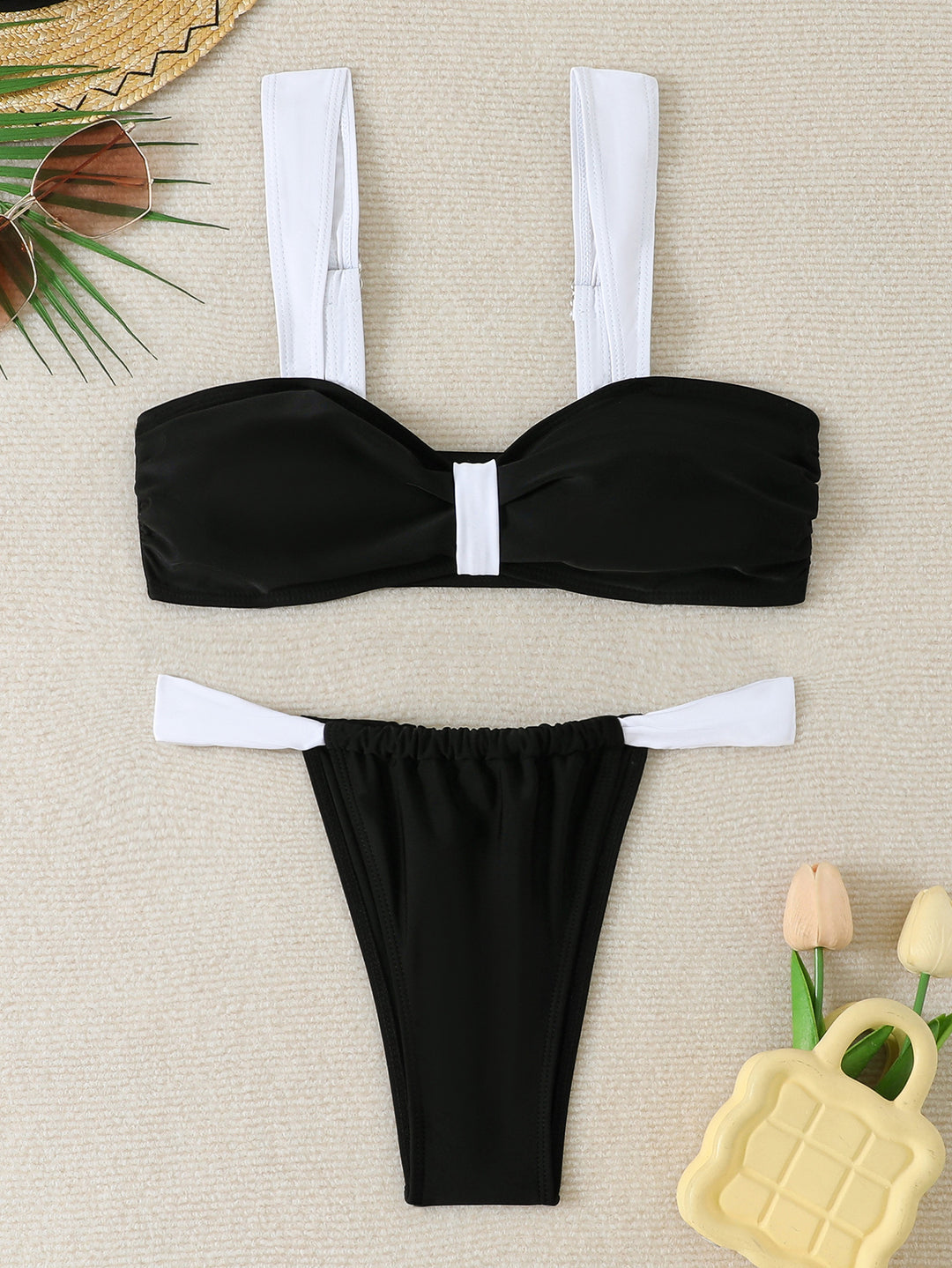 Women's bikini set with fashionable knot and wide straps Mune Fashion