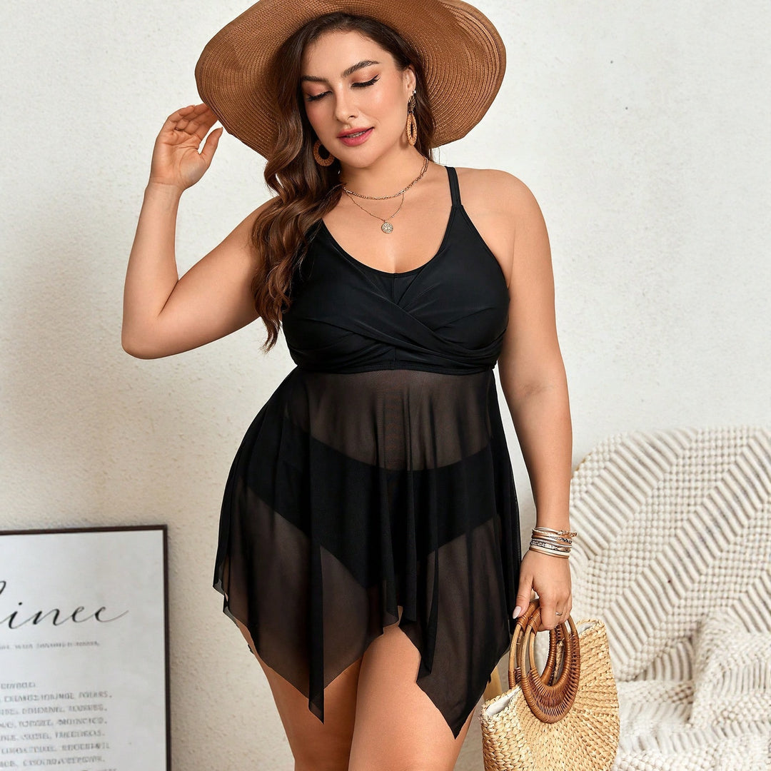 Ladies swimsuit with transparent skirt and sophisticated pleat Mune Fashion