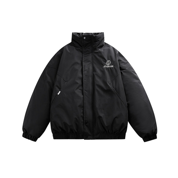 Unisex Boxy padded short jacket with stand-up collar and concealed button placket Mune Fashion