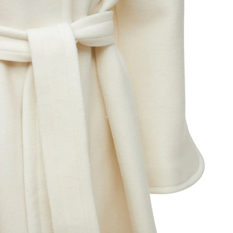 Women's wool blend kimono coat with belted waist and concealed button placket Mune Fashion