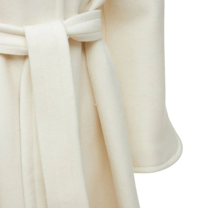Women's wool blend kimono coat with belted waist and concealed button placket Mune Fashion