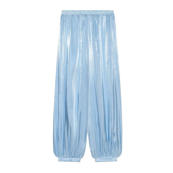 Women's Pleated Shiny High-Waist Palazzo Jogger Mune Fashion