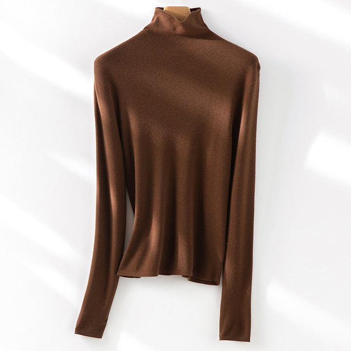 Women's Slim-Fit Fine Knit Turtleneck Sweater with Stretch Mune Fashion