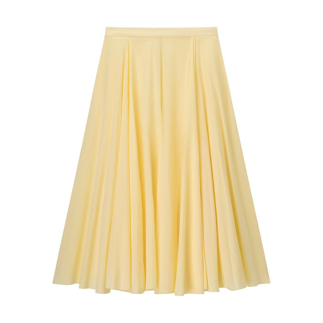 Women Flowing Maxi Skirt with Pleat Inserts and Tailored Waist Mune Fashion