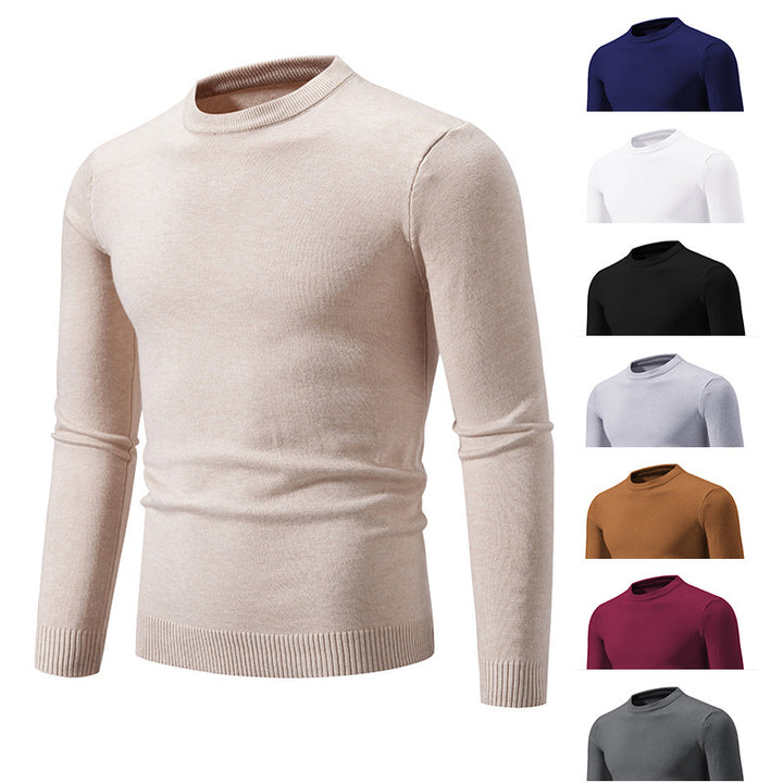 Men's fine knit round neck sweater slim fit with ribbed cuffs Mune Fashion