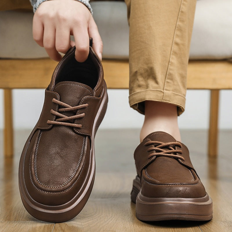 Men's Leather-like Casual Sneakers with Shock-absorbing Rubber Sole Mune Fashion