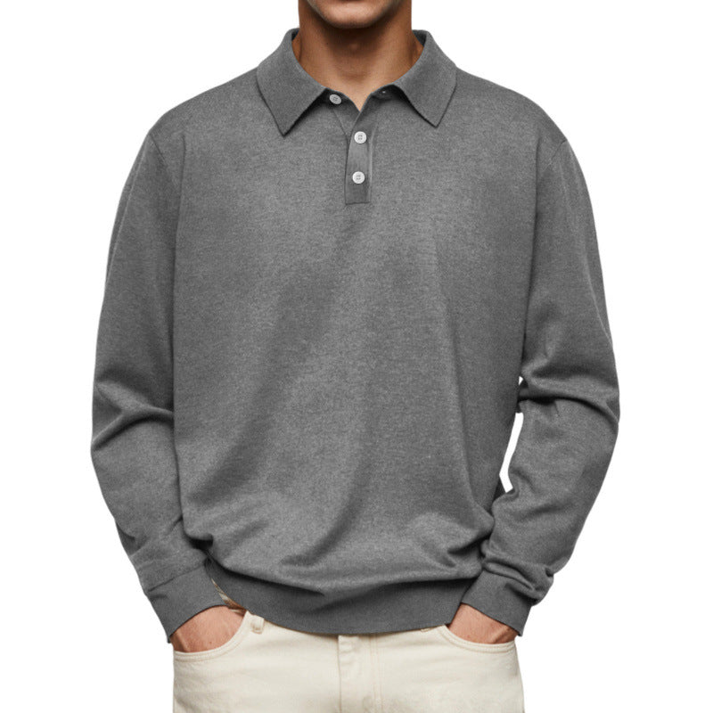 Men's fine knit polo shirt with button placket and ribbed cuffs Mune Fashion