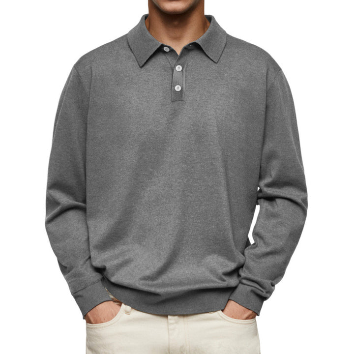 Men's fine knit polo shirt with button placket and ribbed cuffs Mune Fashion
