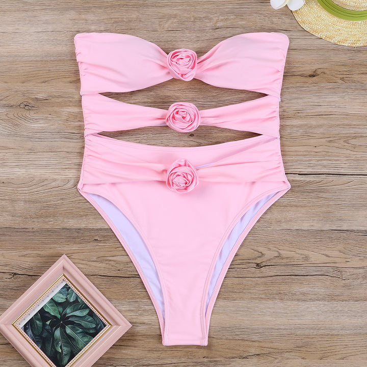 Women's One-Piece Swimsuit with Floral Design and Innovative Cut-Outs Mune Fashion