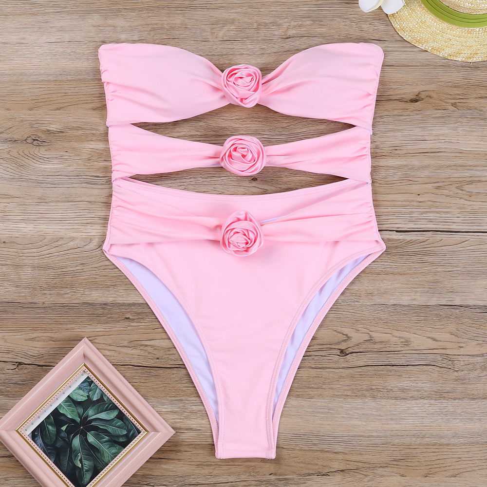 Women Elegant Monokini with Floral Design and Cut-Out Details Mune Fashion