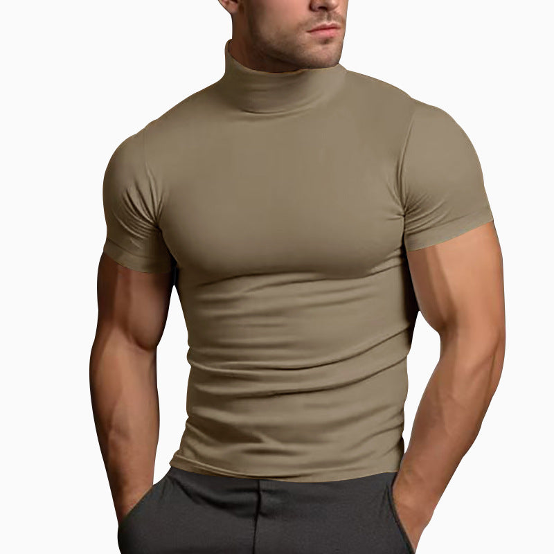 Men's body-hugging short-sleeve roll-neck shirt made of stretch jersey Mune Fashion