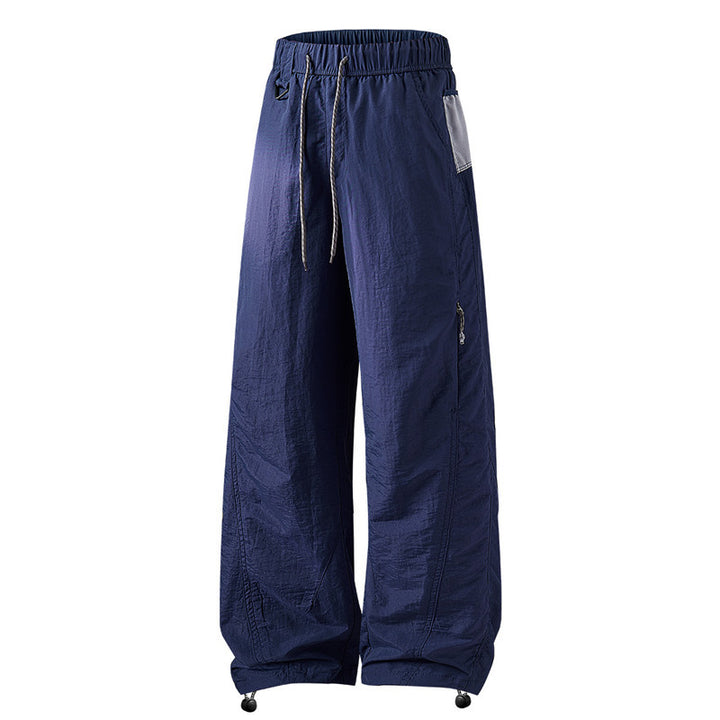 Men's Wide Cargo Casual Pants with Elastic Waistband, Drawstring and Zipper Pockets Mune Fashion