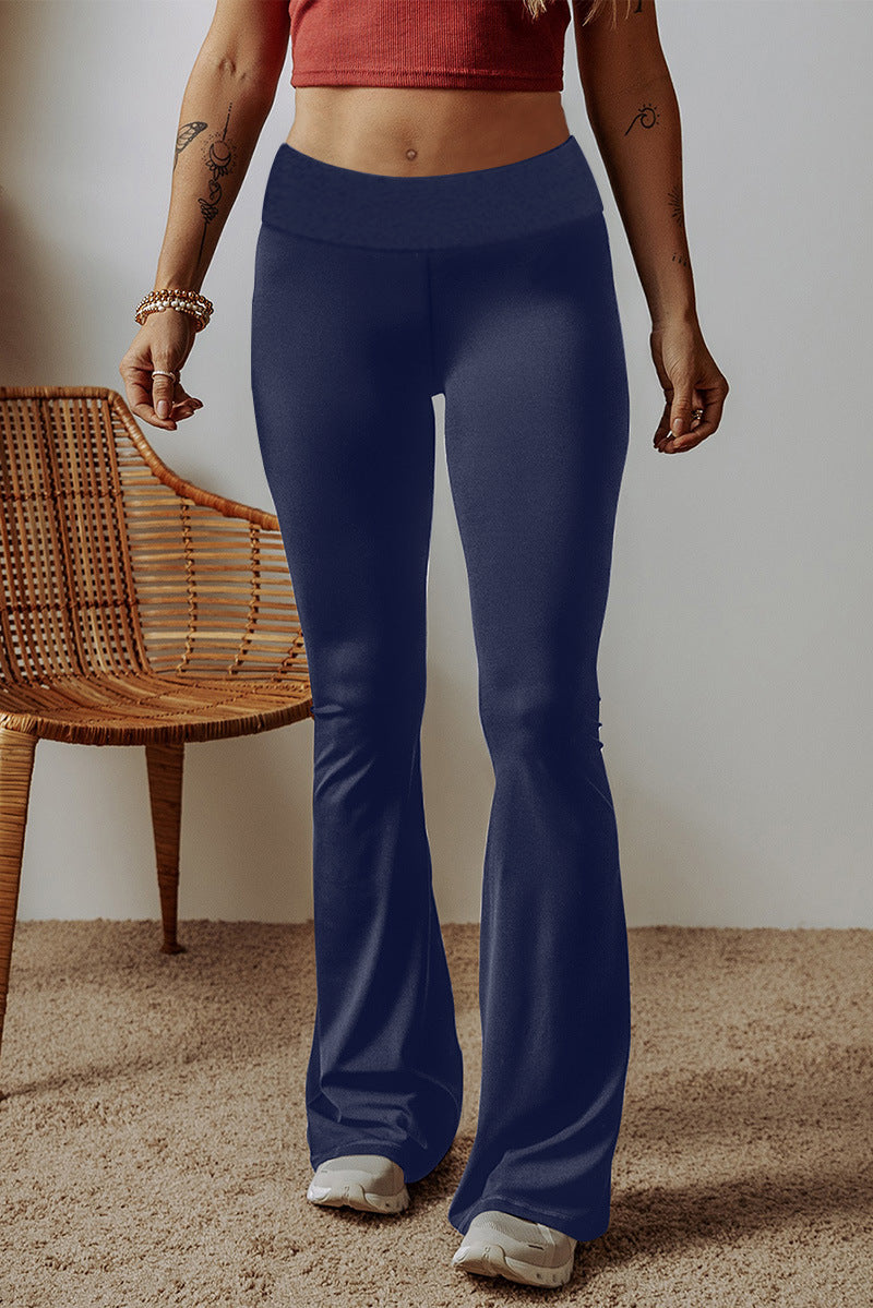 Women High-Waist Flare Pants made of Stretch Jersey with Wide Flare Mune Fashion