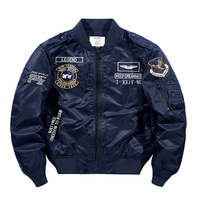 Men's bomber jacket pilot jacket with embroidered pilot appliqués and wind-resistant nylon Mune Fashion
